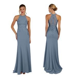 AZAZIE TYRA Mermaid Sequins Tulle Sweep train Dress Vintage Dusty Blue A2